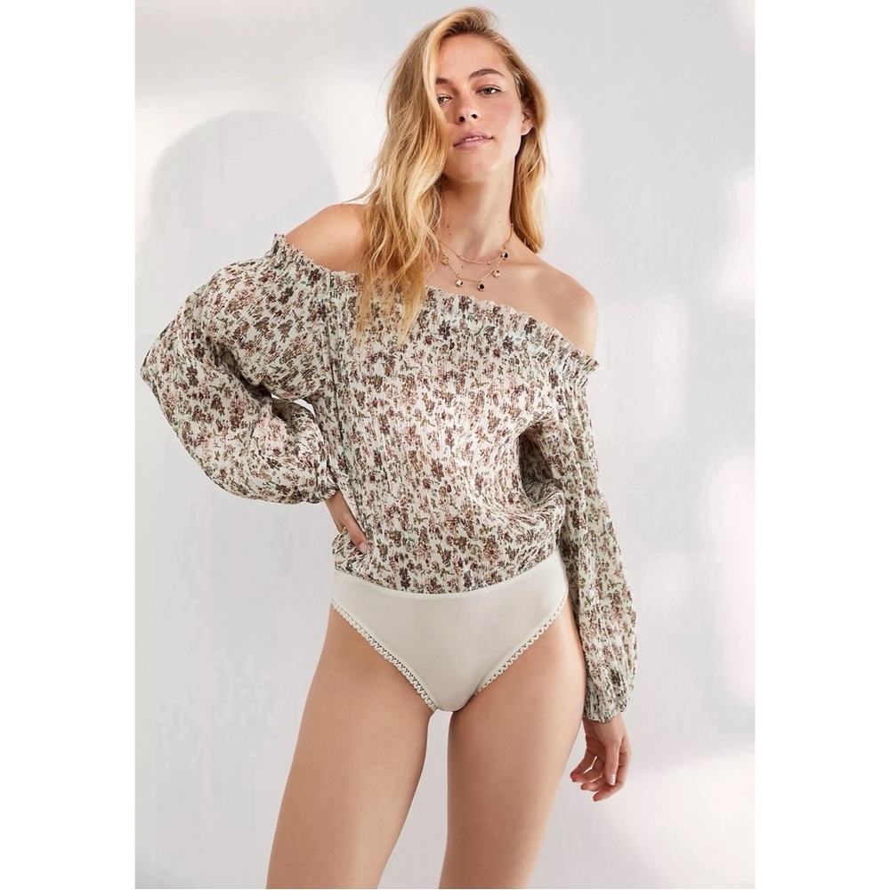 Free People Pretty Petal Bodysuit Floral Off-Shoulder Blouse - NWT XS